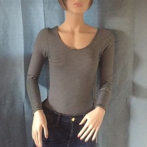NWOT! Topshop Black and White Striped Bodysuit